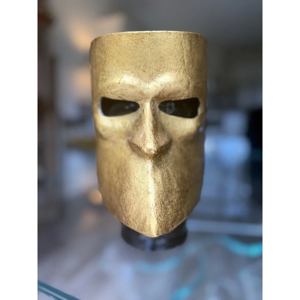 Vintage Fiorentina Gold Venetian Bauta Mask Signed Italy Paper Mache Mardi Gras